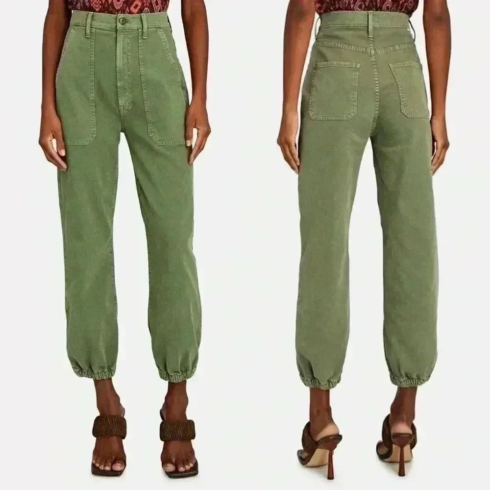 MOTHER The Wrapper Patch Springy Ankle Jeans, Green, size 32